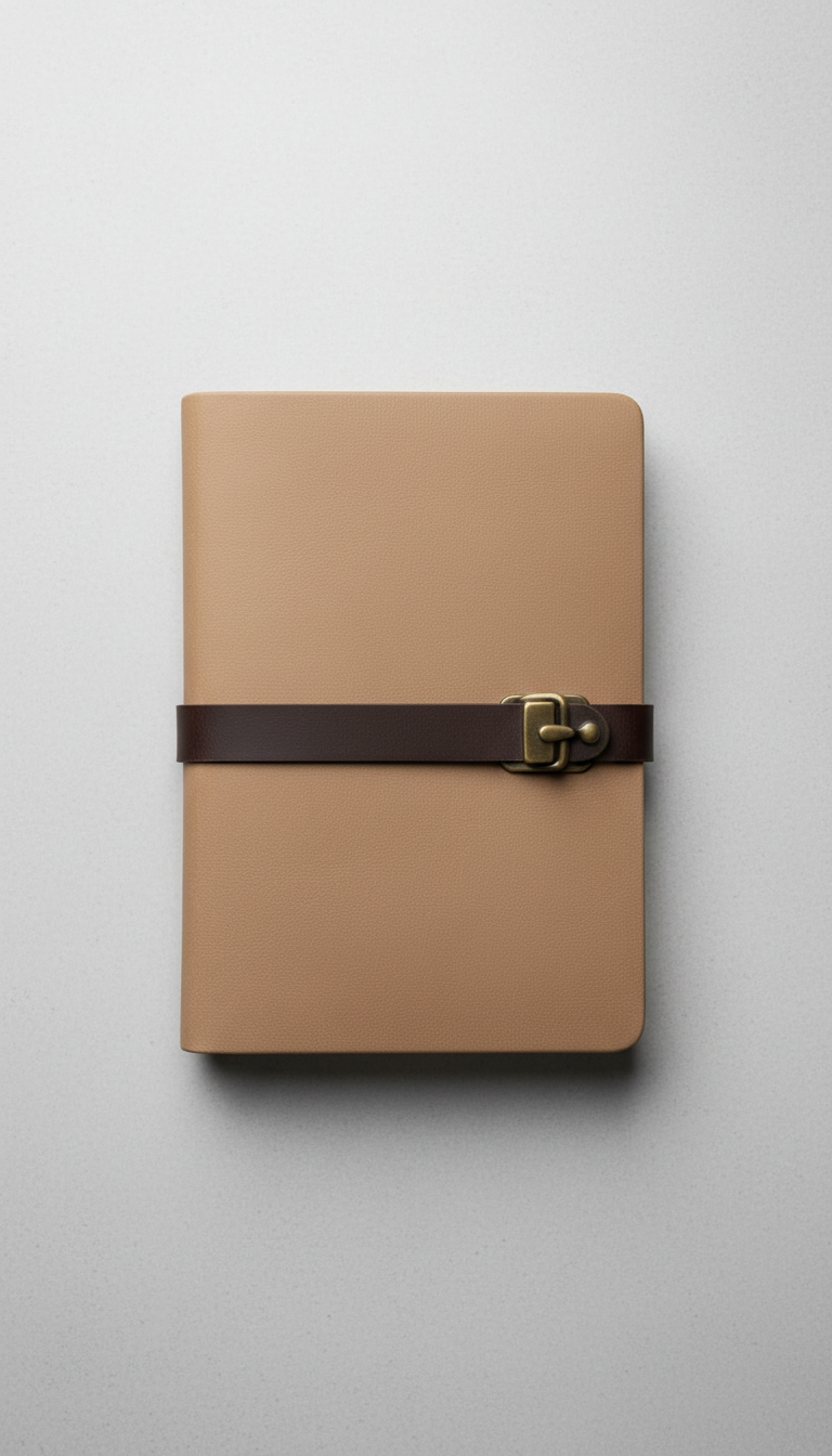 Matte Leather-Bound Notebook with Lay-Flat Spine