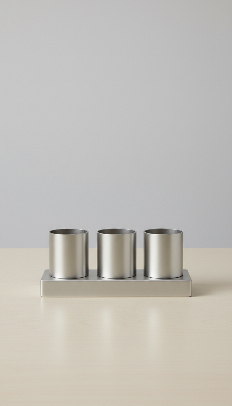Brushed Metal Desk Organizer with Sliding Tray